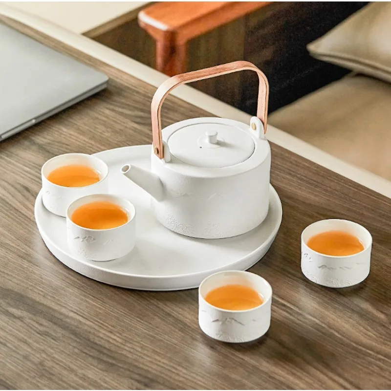 

Set of household lifting beams, teapots, ceramic tea cups, tea plates, small gift boxes