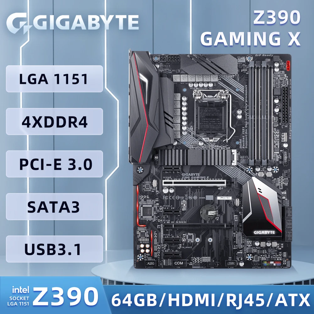 Scheda Madre Gigabyte Z390 Gaming X 1151 Ddr4 128Gb Intel Z390 M.2 Crossfirex Cpu Pci-E 3.0 Hdmi Sata3 Usb3.1 Scheda Madre Usata