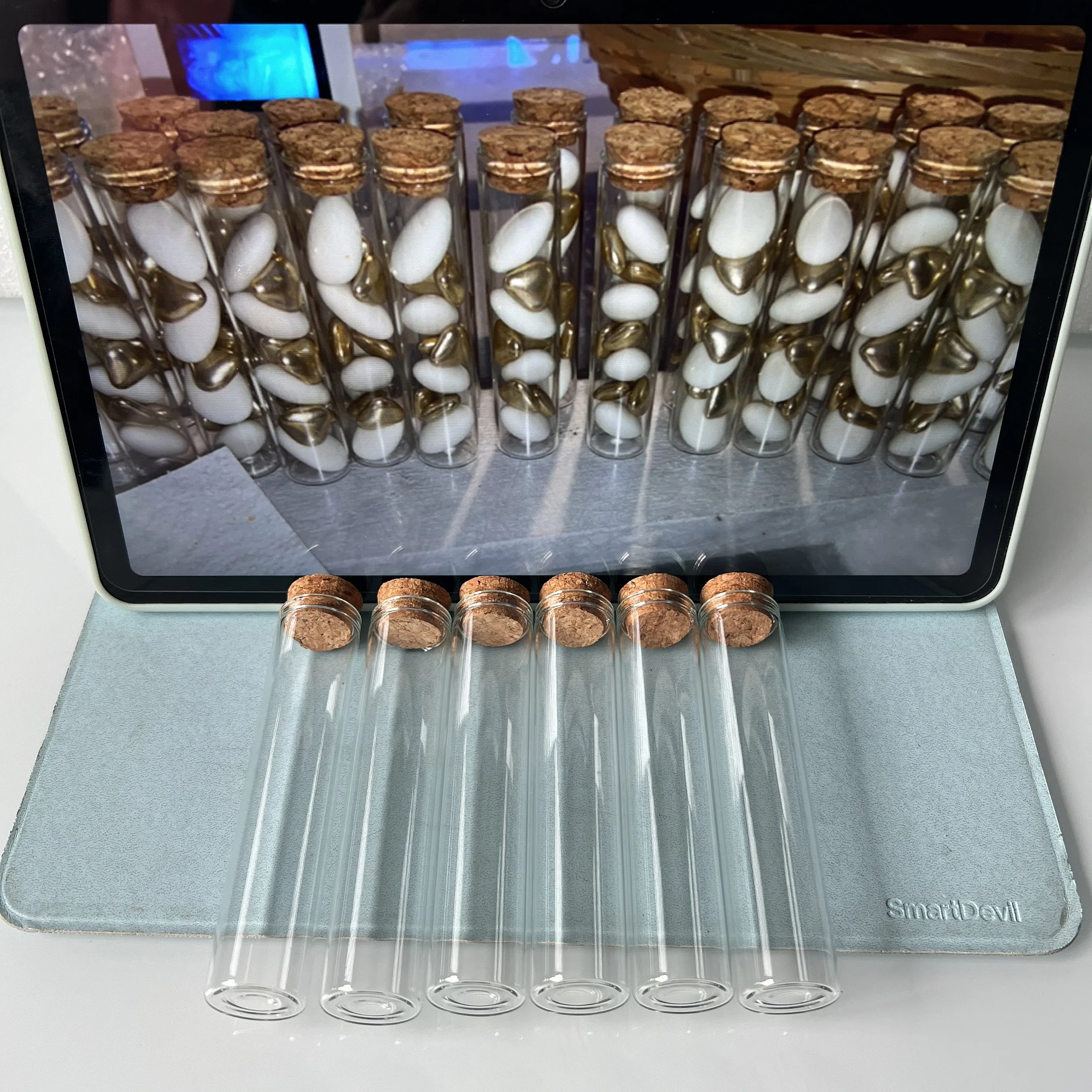 50 Pcs 22x100mm 25ml Glass Bottles Cork Stopper Mini Test Tube Jars Tiny Containers for DIY Crafts Wishing Bottles Wedding Gift