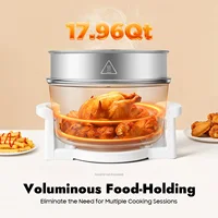 110V 17.96Qt Visual Air Fryer 1200-1400W 360° Hot Air Circulation Oil-Free Cooker with Grill Rack for Home Kitchen 4