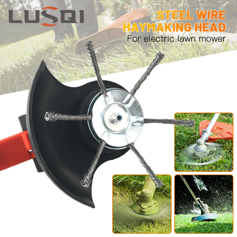 

LUSQI 1/2PC 6 Inch Steel Wire Grass Trimmer Head Universal Weed Brush Fit Electric Lawnmower Brushcutter Removal Moss Rust