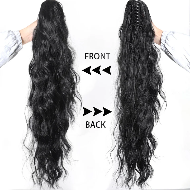 LUPU Synthetic Curly Wavy Ponytail Extension 26-inch Long Claw Clip Ponytail Hair Extensions For Women Daily Party Festival Use