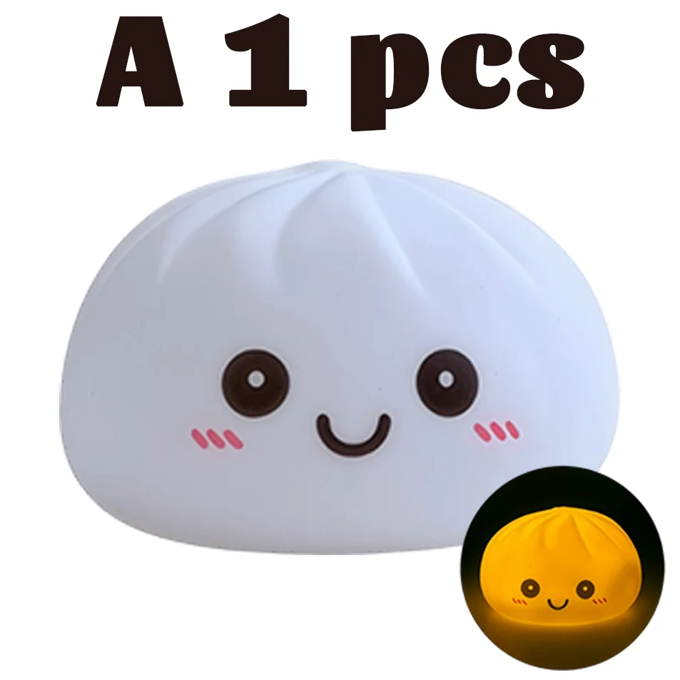 2026 New Luminous Colored Steamed Dumpling Squishy Toy, Soft Silicone Decompression LED Night Light, Glowing Squeeze Lamp for An