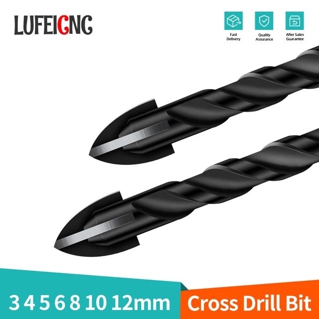 LUFEICNC jeu de forets hexagonaux croisés pour béton porcelaine carrelage verre métal outils de forage forets Kit outils forets en carbure 1