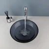 KEMAIDI Bathroom Basin Round Bowl Sink Washbasin Faucet Combo Grey Bathroom Vessel Basin Sinks w/ Hot Cold Water Mixer Faucets 3