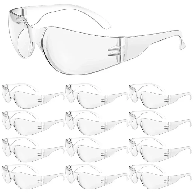 Lunettes de sécurité anti-buée pour hommes et femmes, lunettes de protection anti-rayures, degré porteurs, protection des yeux noires, travail, laboratoire, transparent, 10 pièces 1