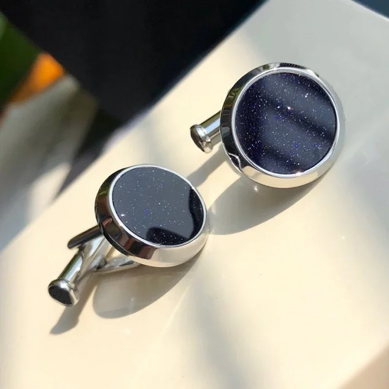 PJS Cuff Links MB Starry Sky Designer 1:1 High Quality Black Man Shirt Cufflinks Classic Buttons With Box Set