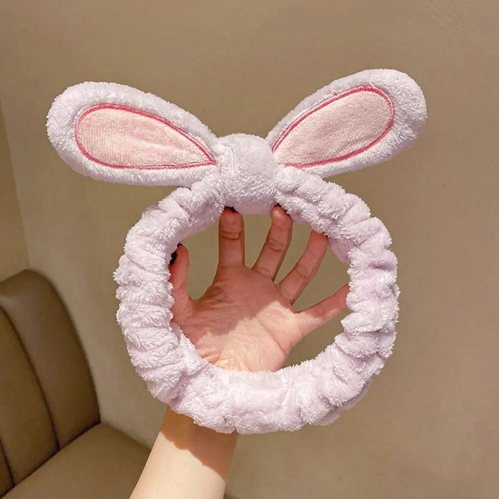 나비 헤어 밴드 플러시 머리띠, 페이스 워시 메이크업 토끼 귀 머리띠, 페이스 워시 페이셜 마스크 스킨 케어 메이크업 머리띠