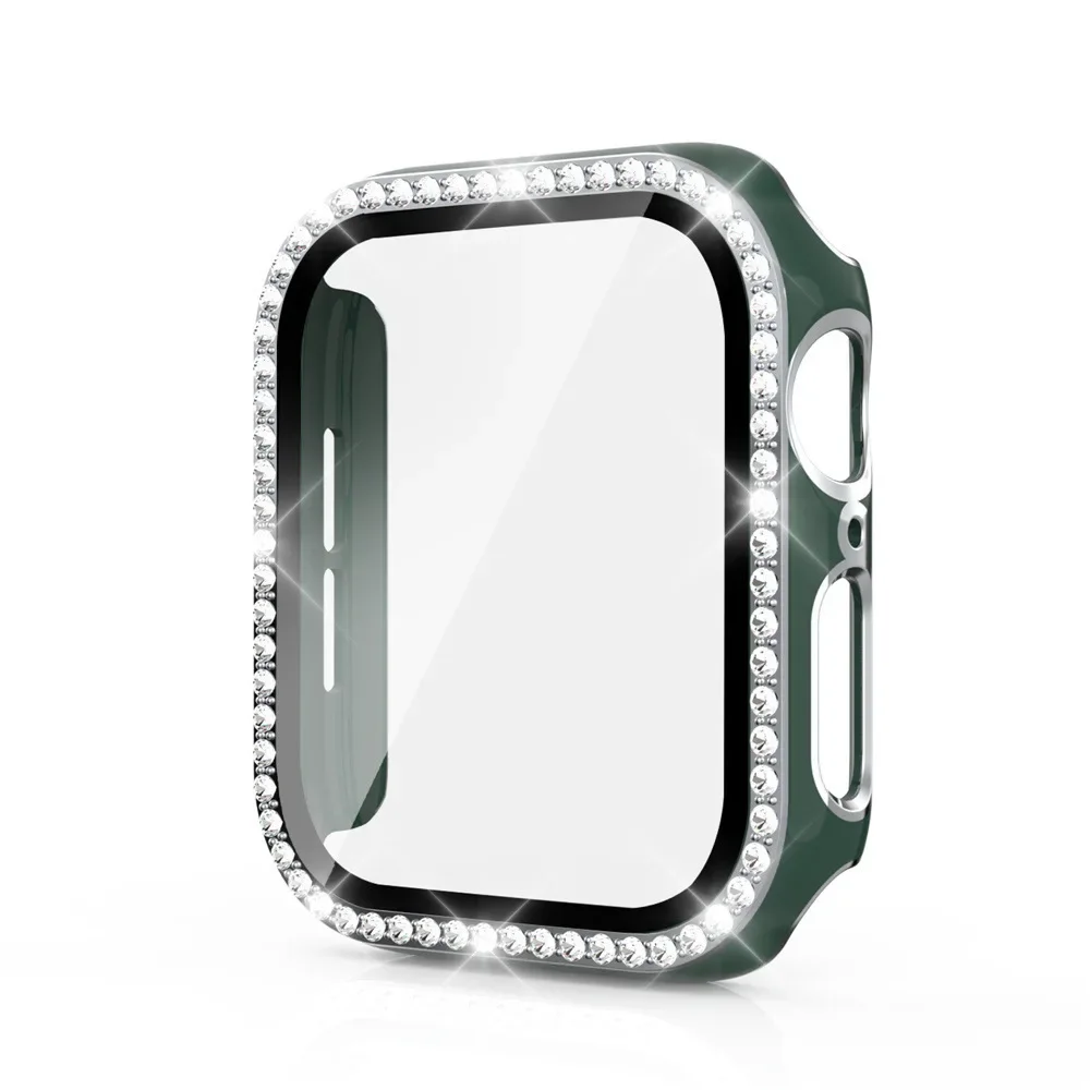 Luxury Bling Glass & Diamond Bumper Watch Cover with Screen Protector