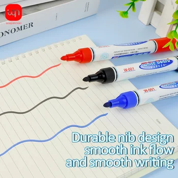 WQN 3/6/12PCS Pennarelli per lavagna di alta qualità Scrittura liscia Penne multifunzionali con inchiostro nero/rosso/blu per materiale scolastico