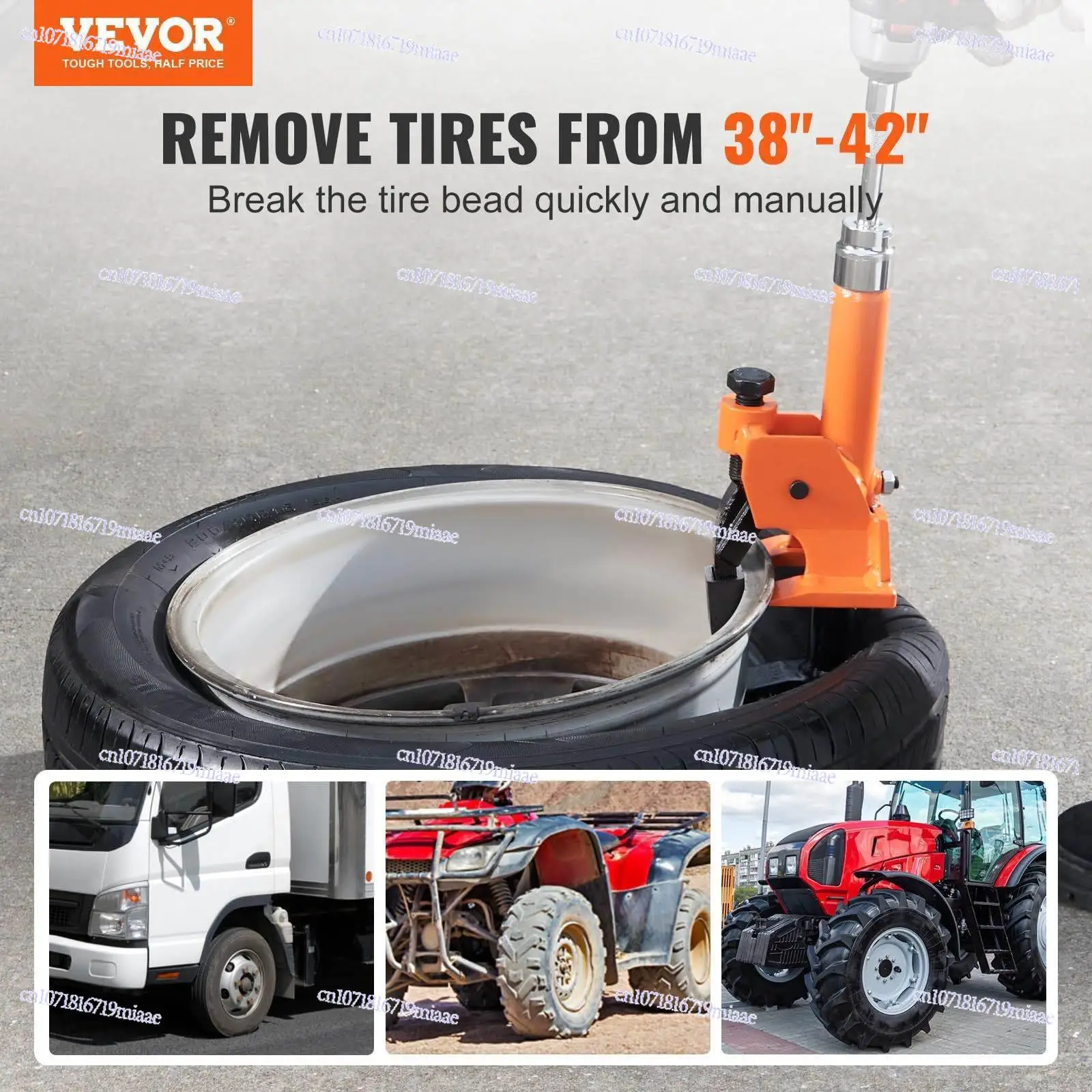 Manual Tire Breaker, 38 "-42" Tire Replacement Tool with Rubber Pad