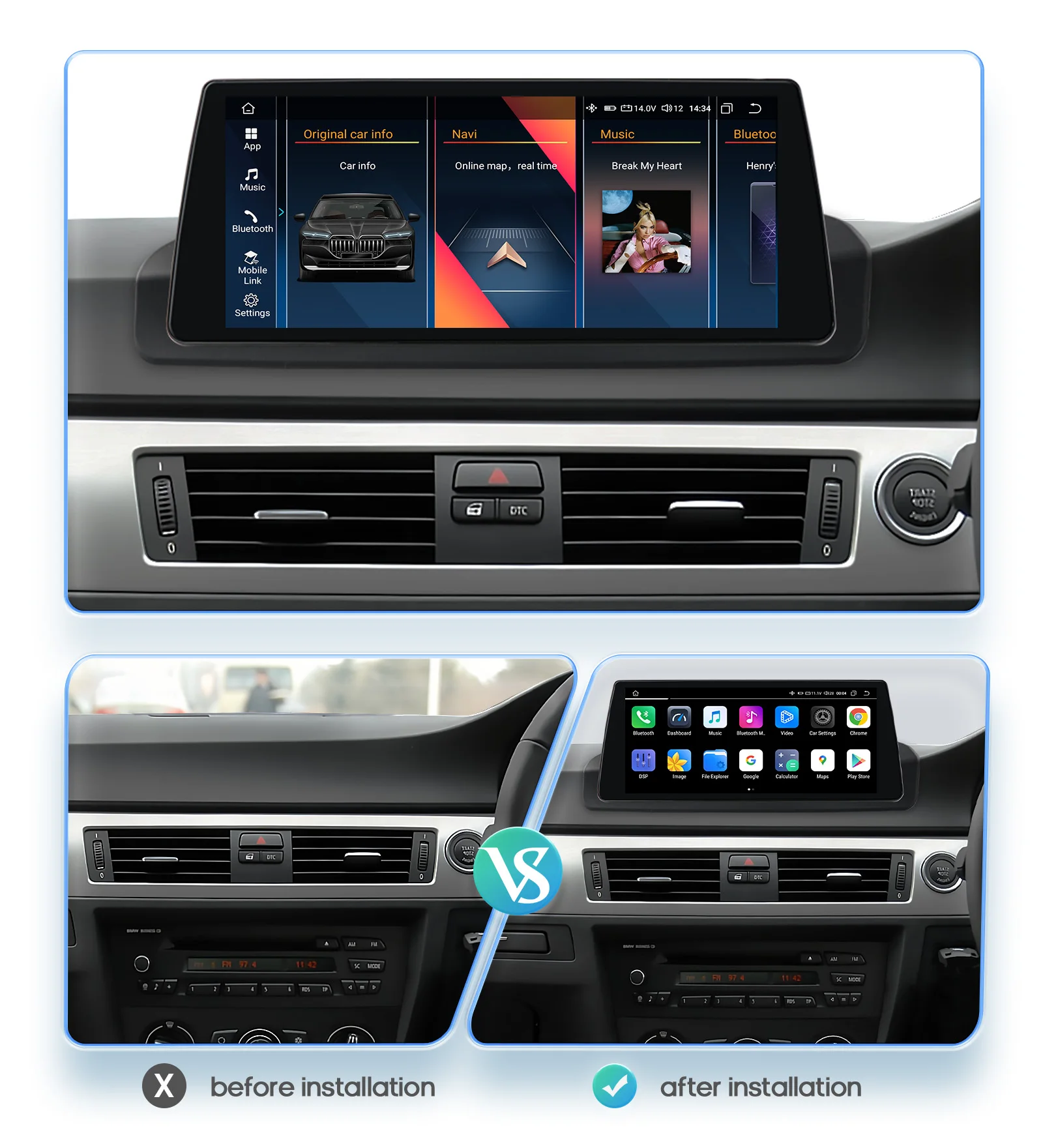 Autoradio-Multimedia-Video-Player für BMW 3er E90 2005–2012 (nur Rechtshänder fahren) DSP Intelligentes GPS-Audio-Stereo – Detail 3