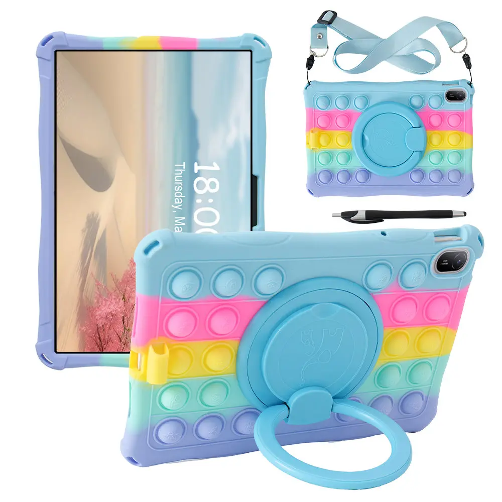 Rotating Bubble Soft Silicone Kickstand Kids Tablet Case - 11-Inch 2024