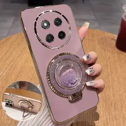 Fashionable Galvanized Quicksand Bracket Phone Case for Honor X8c (PURPLE)