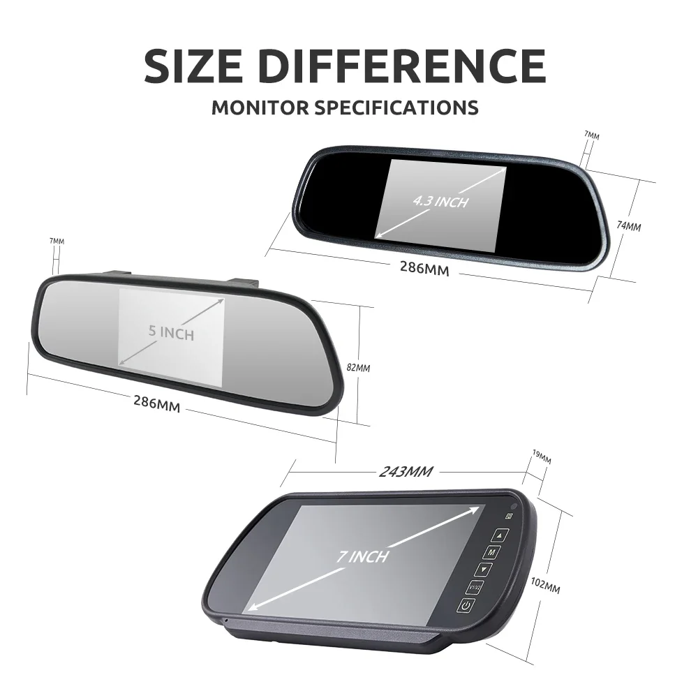 Car Parking Monitor 7 Inch Car Mirror Monitor for Vehicle Parking 7" TFT LCD HD Screen for Rear View Camera Rervesing Dispaly Universal car display monitor display