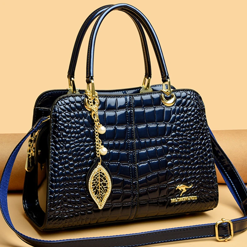 

Luxury Patent Leather Handbags for Women Designer Crocodile Pattern Women's Shoulder Crossbody Sac High-capacity Ladies Tote Bag