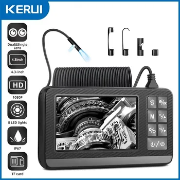 KERUI Dual Lens Industrial Endoscope Inspection Camera 4.3" LCD With Light HD 1080P IP67 Waterproof Borescope LED Sewer Car 1