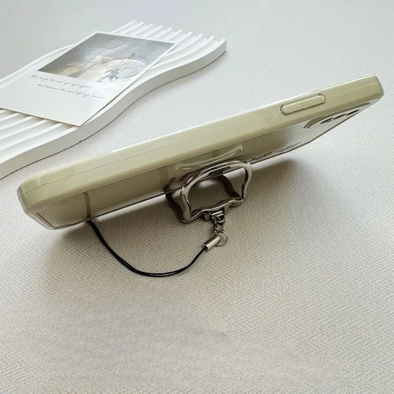 Mobile Phone Lanyard With Cat Shaped Pendant, Universal Foldable Phone Holder Desktop Support Stand