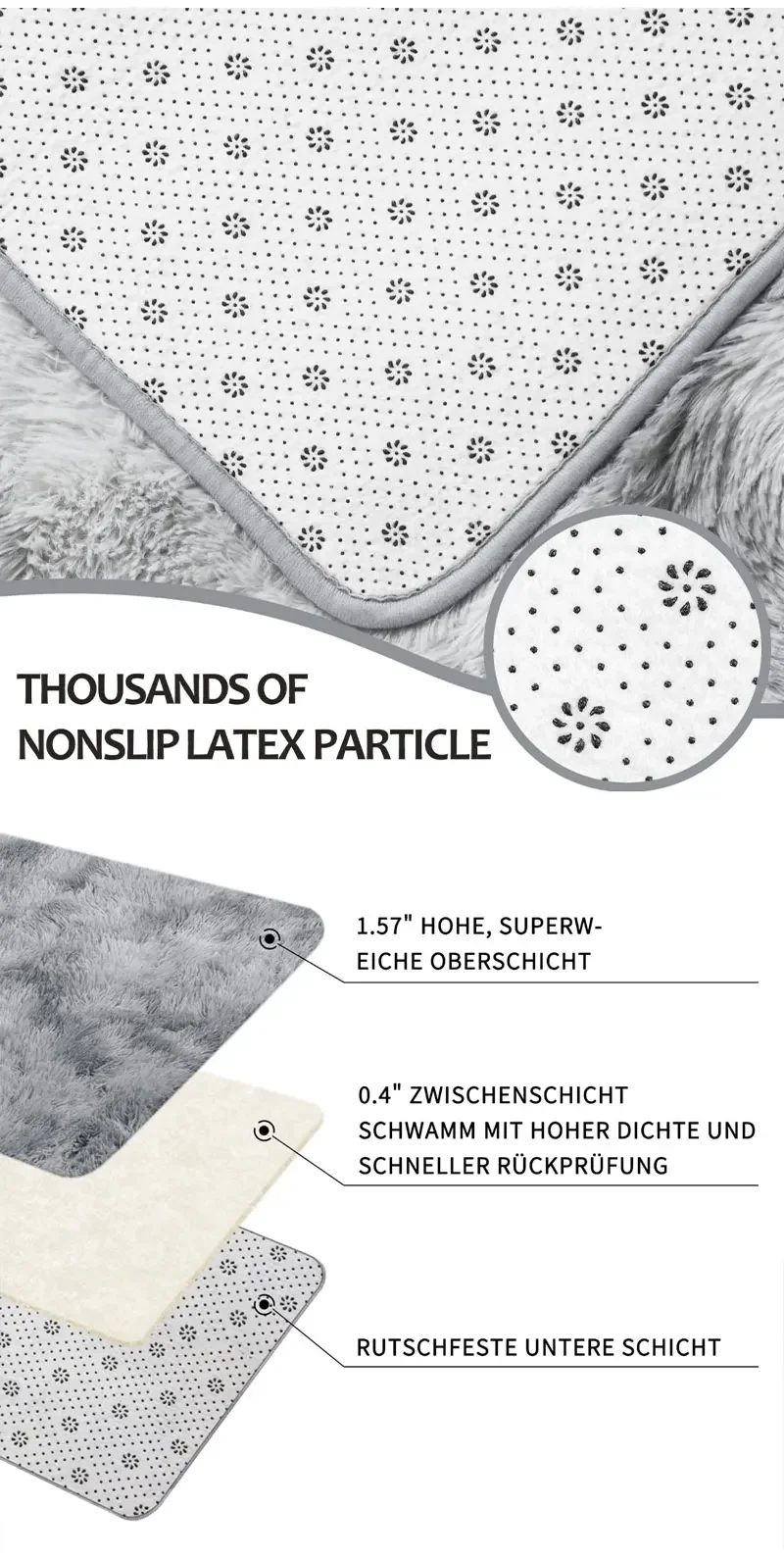 VIKAMA einfarbiger Wohnzimmerteppich, flauschiges großes Sofa, Couchtischdecke, Schlafzimmer-Nachttischmatte, Heimdekoration – Detail 5