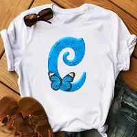 26 lettres anglaises papillon imprimé T-shirt à manches courtes femmes surdimensionné T-shirt hauts graphiques t-shirts Harajuku Harajuku 4