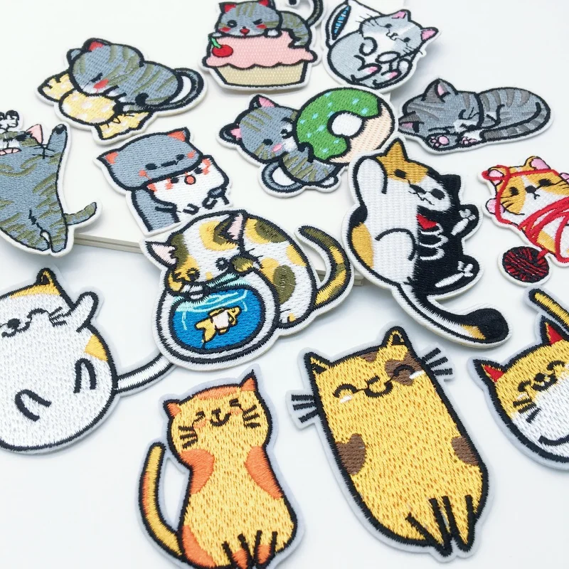 7-teiliges bezauberndes Katzen-Stickerei-Aufnäher-Set zum Selbermachen für Kleidung – lustige Tier-Cartoon-Designs zum Jazz-Up Ihres Stils – Detail 3