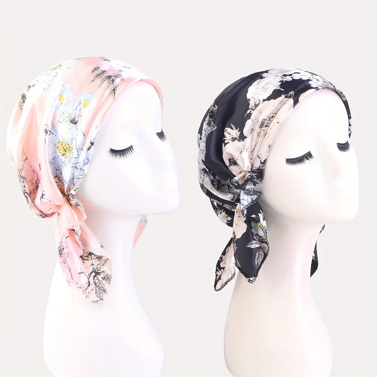 2PCS Satin Frauen Pre-Gebunden Turban Muslimischen Krebs Kopf Schal Hijab Chemo Pirate Cap Mützen Motorhaube Lange Schwanz kopftuch Kopf Abdeckung – Detail 8