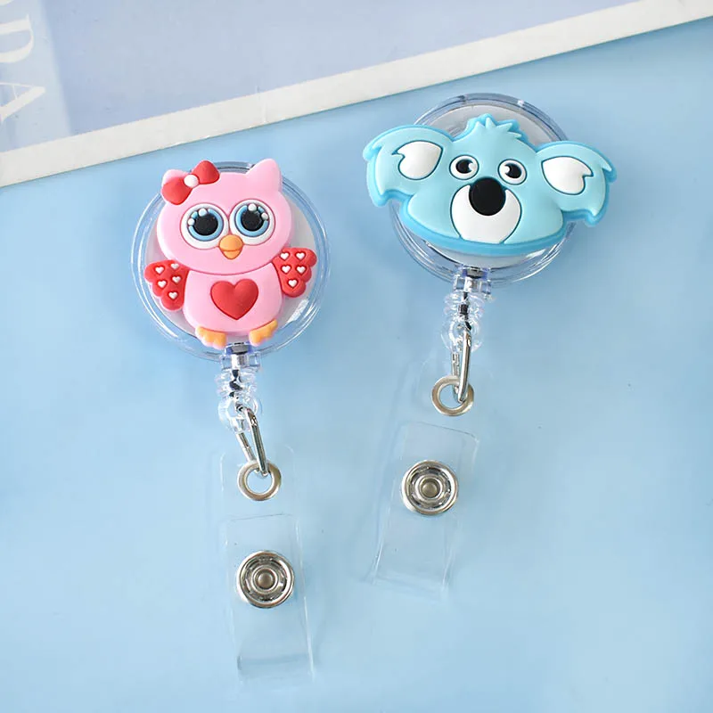 Badge Holder 1 Piece Cartoon Animals Giraffe Koala Retractable Nurse Doctor Badge Reel Clips Hospital Medical Students ID Name Card Holder