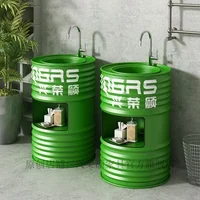 ลมอุตสาหกรรมน้ํามัน Barrel อ่างล้างหน้าห้องน้ําอ่างล้างจานชั้นยืนล้าง Art บุคลิกภาพอ่างล้างหน้าอ่างล้างหน้า 5