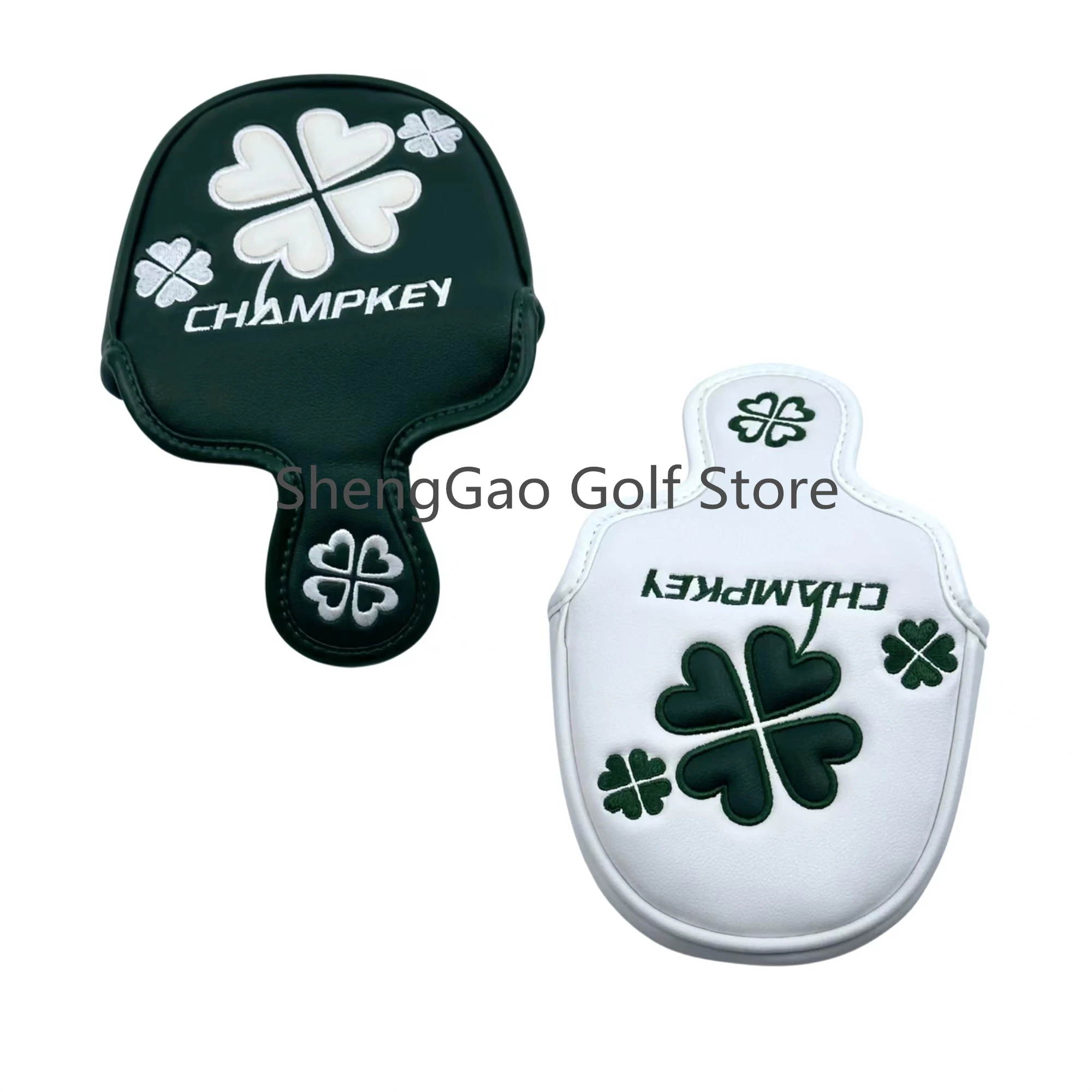 Lucky Clover Pattern Golf Putter Cover - Premium PU Leather with Magnetic Closure