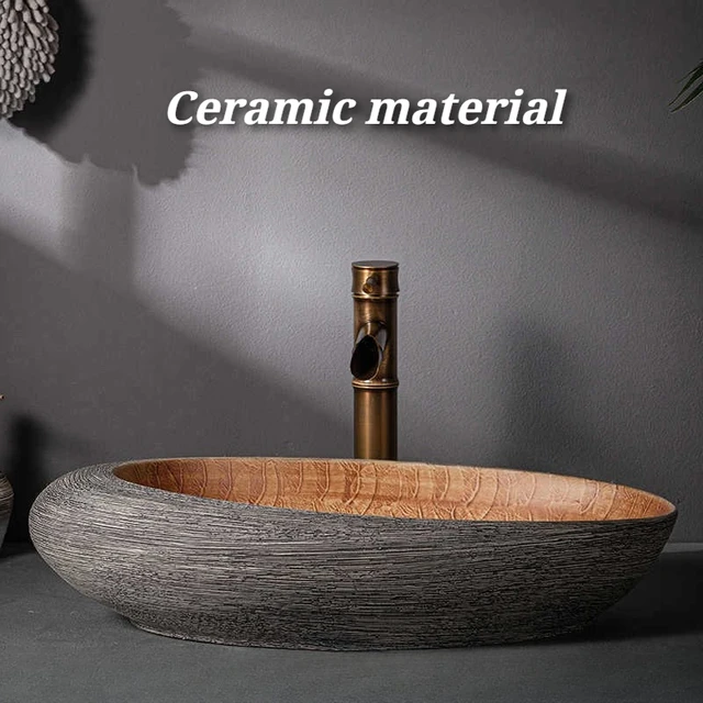 อ่างล้างหน้าแบบวางบนเคาน์เตอร์ เซรามิก ดีไซน์หรูหรา หนา ทนทาน ป้องกันสนิม อ่างล้างหน้าในห้องน้ำ อุปกรณ์ห้องน้ำทันสมัย 1