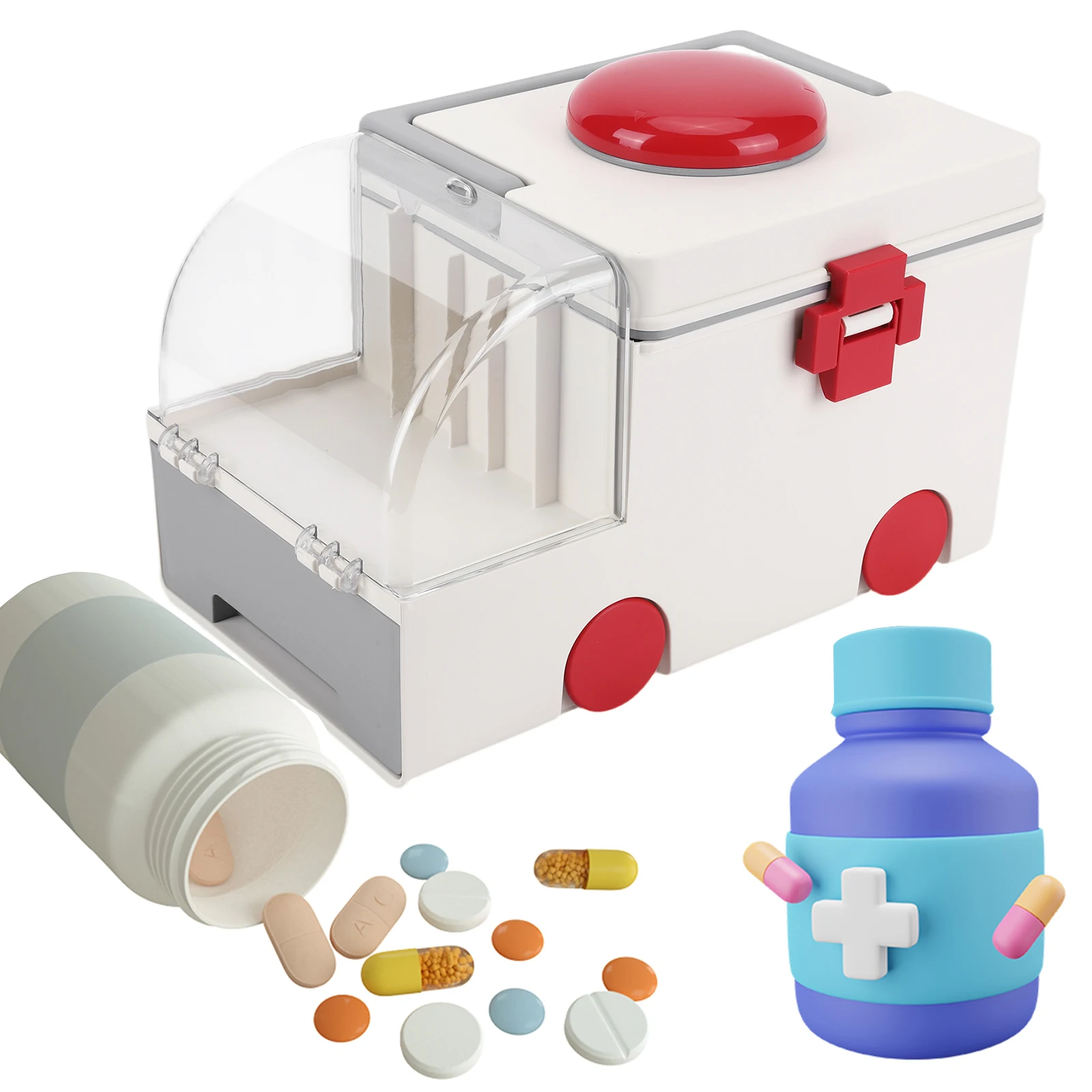 Car-Shaped Household Medicine Box Large Capacity Portable Storage Box Wear Resist Home Medicine Organizer for Room Decor