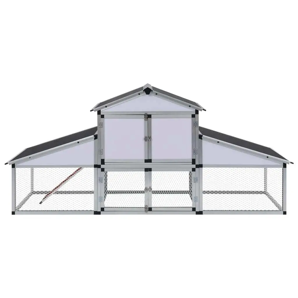 Aluminum Chicken Coop with Run & Nest Box-Durable Outdoor Poultry Shelter