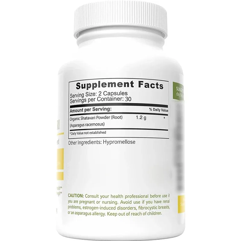 Organic Shatavari Capsules-Shatavari Root Powder Extract Supplement-Made From Asparagus Racemosus Root Herb -60 Capsules
