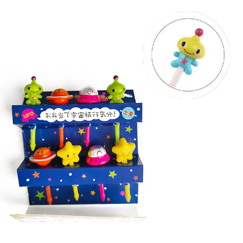 Fruit Fork Food Toothpicks 8PCS Children's Space Fruit Fork Kids Snack Dessert Decoration Forks Toothpick Lunch Salad Decoration Accessories Cake Picks