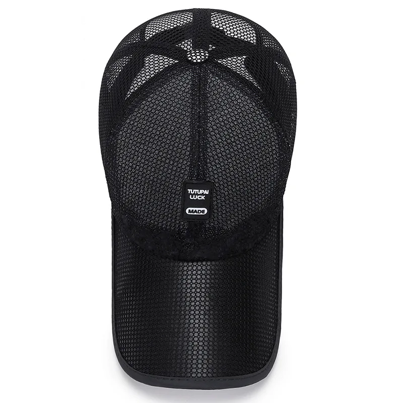 Fashion Big Head Men Women Outdoor Sport Extended Brim Sun Retractable Mesh Cap Sunscreen Baseball Cap Large Brim Breathable Hat