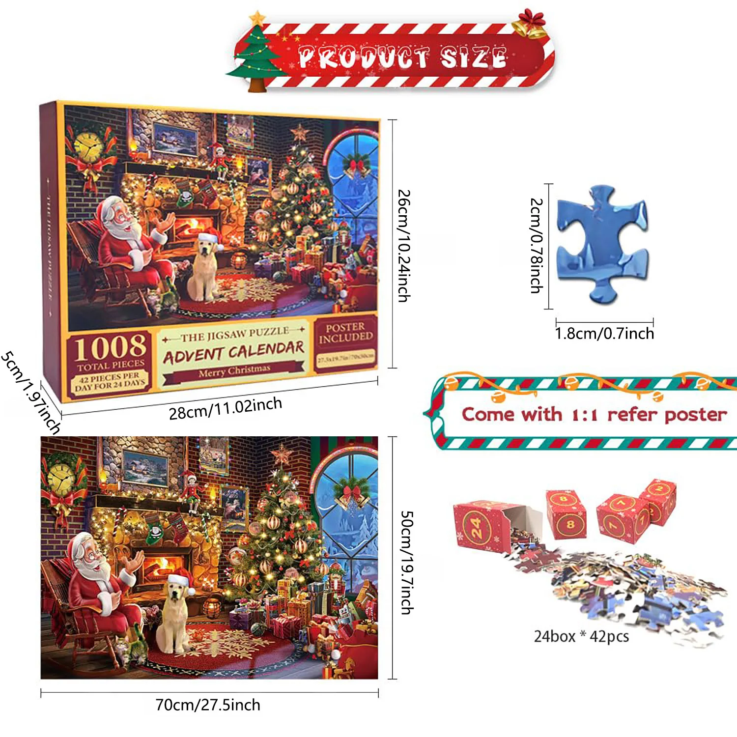 1008 Pieces Advent Calendar Jigsaw Puzzles for Adults & Kids Home Decor Game Family Fun Xmas 24 Days Countdown Educational Toys 3