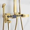 Digital Shower System with 9 Inch Stainless Steel Rain Shower Head  White Gold Thermostatic Digital Bathroom Shower Faucet Set 3