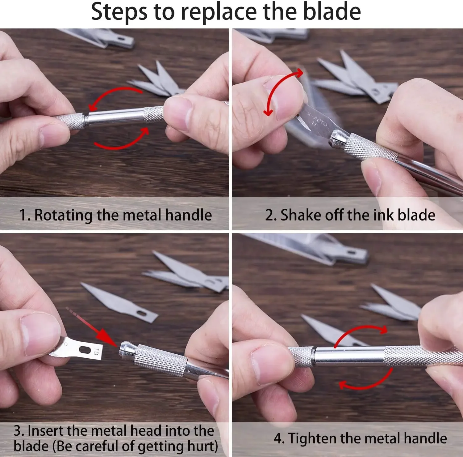 Metal Pen Knife Small Carving Craft Knife Kit Non-Slip Safety Engraving Cutter Carving Sculpture Paper Cut Handicraft Tools