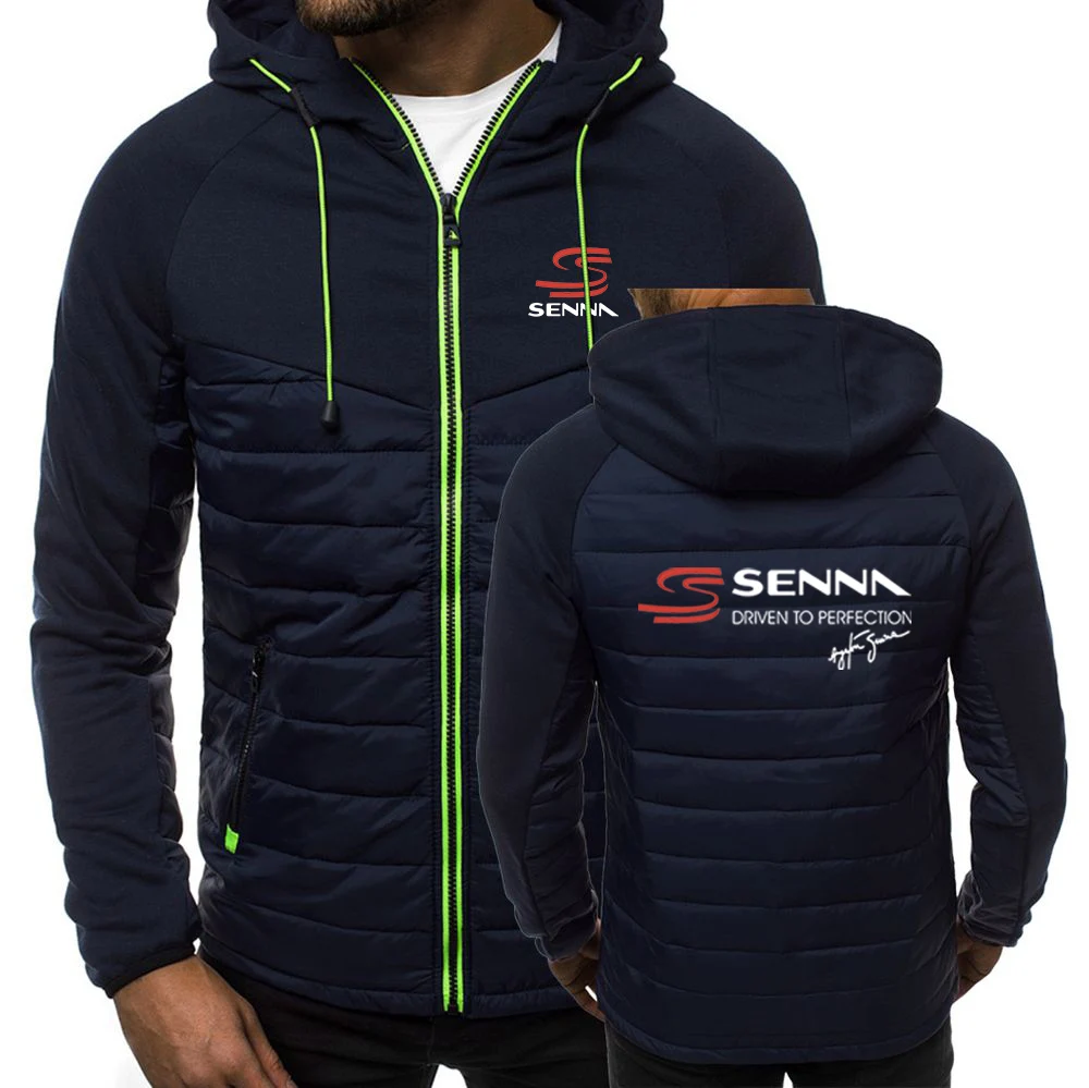 Ayrton Senna 남성용 7 색 코튼 재킷, 프린트 패치워크 디자인, 절묘한 후드 코트 상의, 가을 및 겨울, 2023 신상