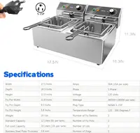 Stainless Steel Dual Tank Electric Deep Fryer with 2 Baskets Capacity 2