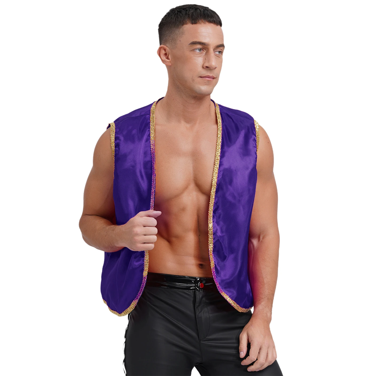 Chaleco de Príncipe Árabe para hombre, disfraz de Aladin, chaleco con manchas brillantes, Tops de Cosplay árabe indio pa