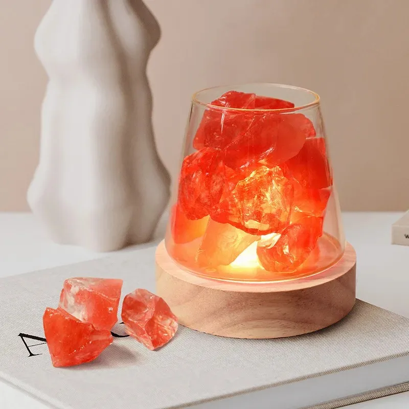 

D2 Novelty Natural Himalayan Salt Table Lamp Night Light Natural Raw Stones Crystal Essential Oil Diffuser Light Gift Decor Lamp