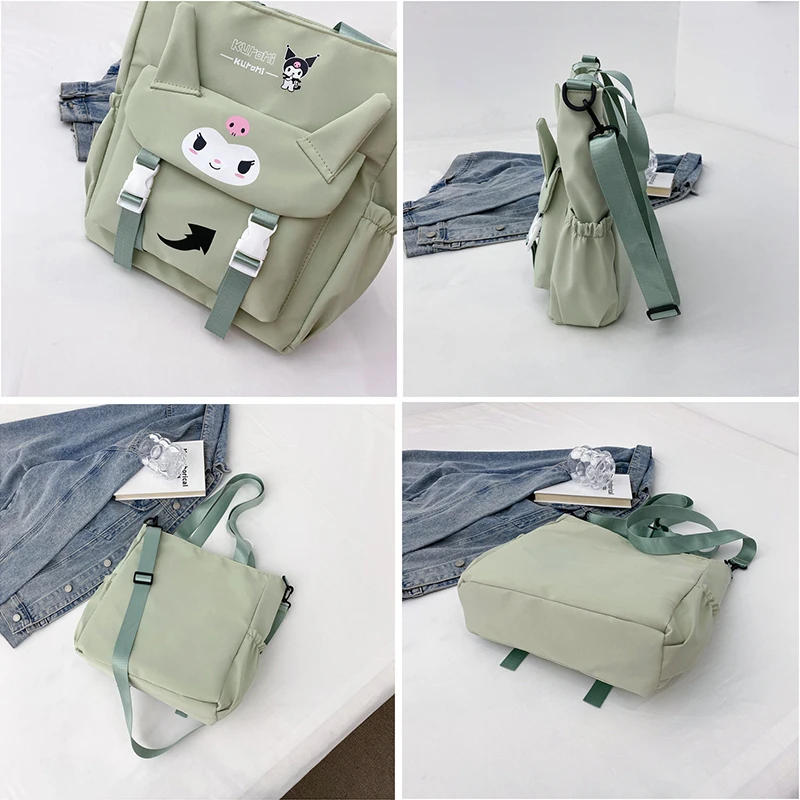 Sanrio Kuromi Large Capacity Tote Bag Nylon Women's Shoulder Bag Students Book Pockets Crossbody Bag 5