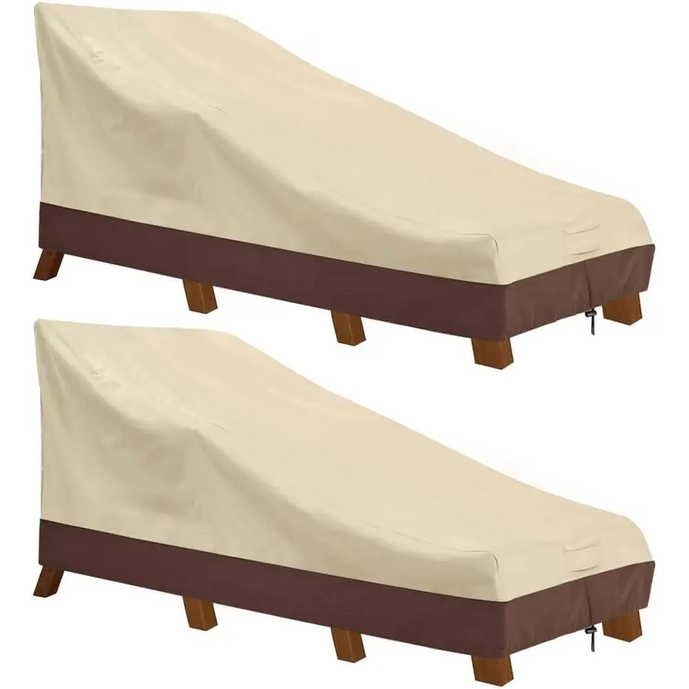 Waterproof Heavy Duty Patio Chaise Lounge Cover UV Resistant Outdoor Furniture Protector Dustproof Windproof with Fastening 2