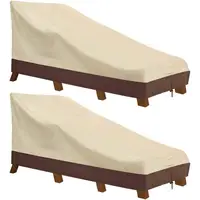 Waterproof Heavy Duty Patio Chaise Lounge Cover UV Resistant Outdoor Furniture Protector Dustproof Windproof with Fastening 2
