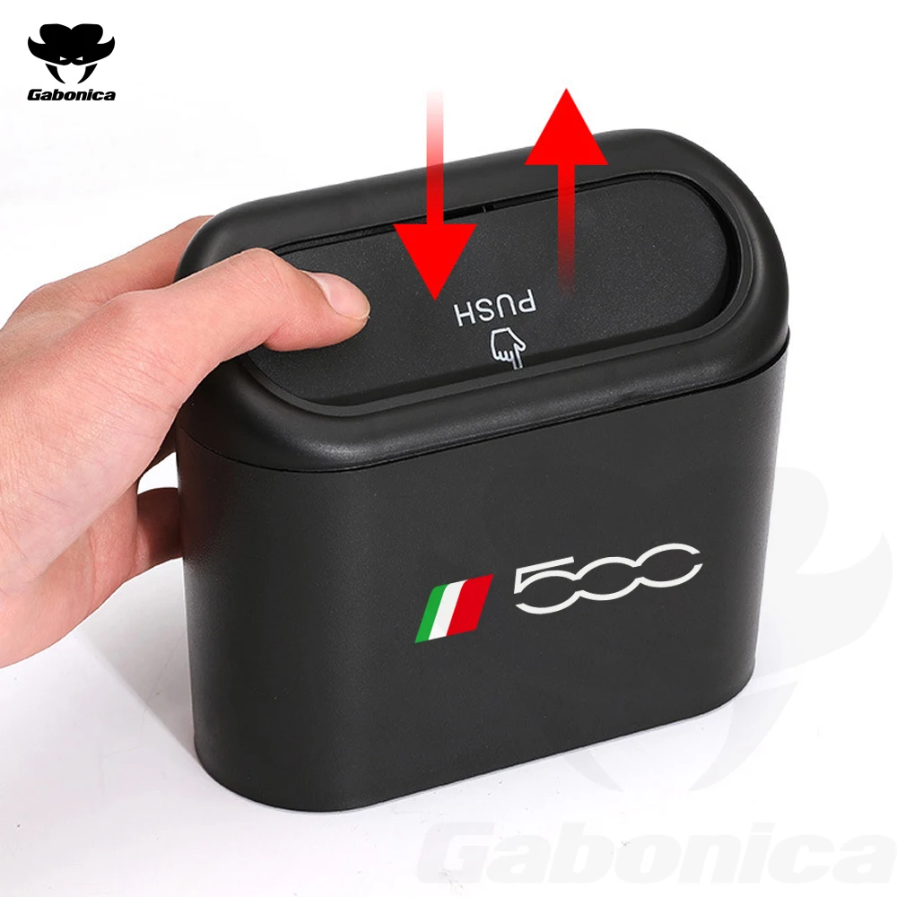 New Car Trash Bin Hanging Vehicle Garbage Dust Case Storage Box Trash Can For Fiat 500 500C 500X 500L Auto Interior Accessories