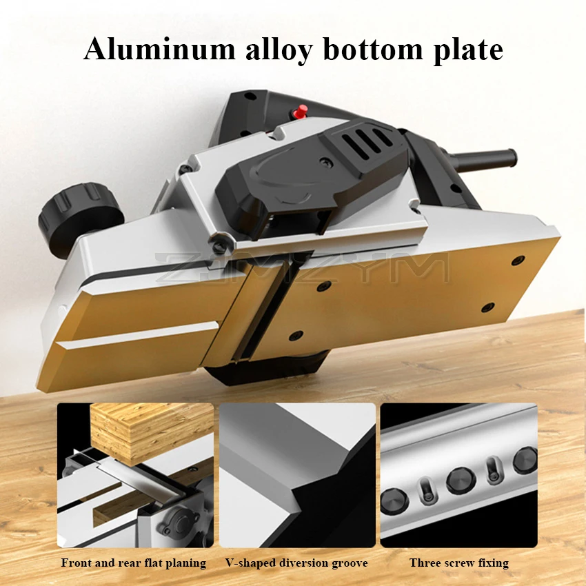 Electric Planer Wood Cutter Electric Saw Carpenter\'s Plane Portable Planer with 82mm Planing Width 2mm Planing Depth 220V