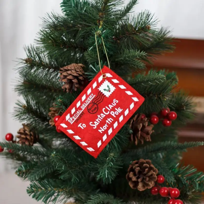 10PCS Christmas Non-woven Envelope Bag Xmas Tree Hanging Card Holder Santa Gift Bag Decoration Padded Envelope Korean Stationery