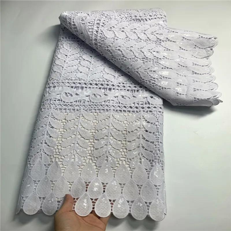 

Новинка 2024, гипюровая кружевная ткань, Африканский гипюровый шнур, кружевная нигерийская Водорастворимая Ткань для женских платьев