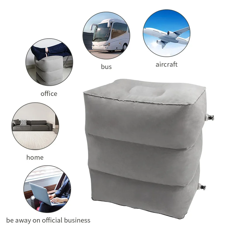 3 Layers Inflatable Pillow Travel Foot Rest Pillows Airplane Train Car Rest Cushion Storage Bag&Dust Cover Inflatable Pillow 5